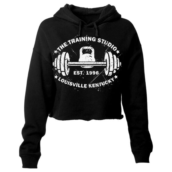 VINTAGE BARBELL/KETTLEBELL - WOMEN'S CROP HOODIE Thumbnail